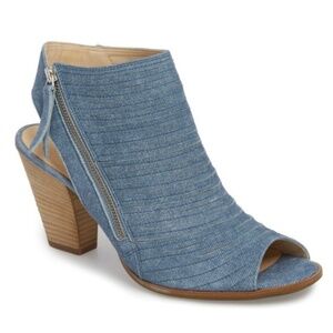 Paul Green Cayanne Peep Toe Leather Sandal Bootie Light Blue Denim Women's US 8